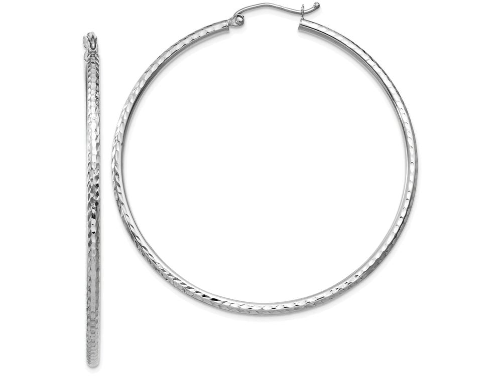 FJC Finejewelers 14k White Gold Bright-cut 2mm Round Tube Hoop Earrings