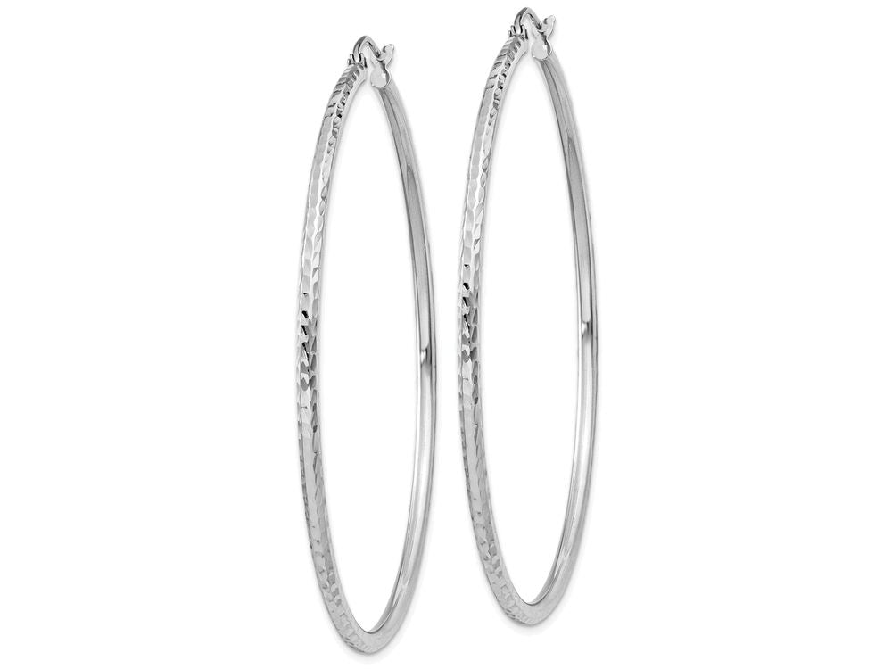 FJC Finejewelers 14k White Gold Bright-cut 2mm Round Tube Hoop Earrings
