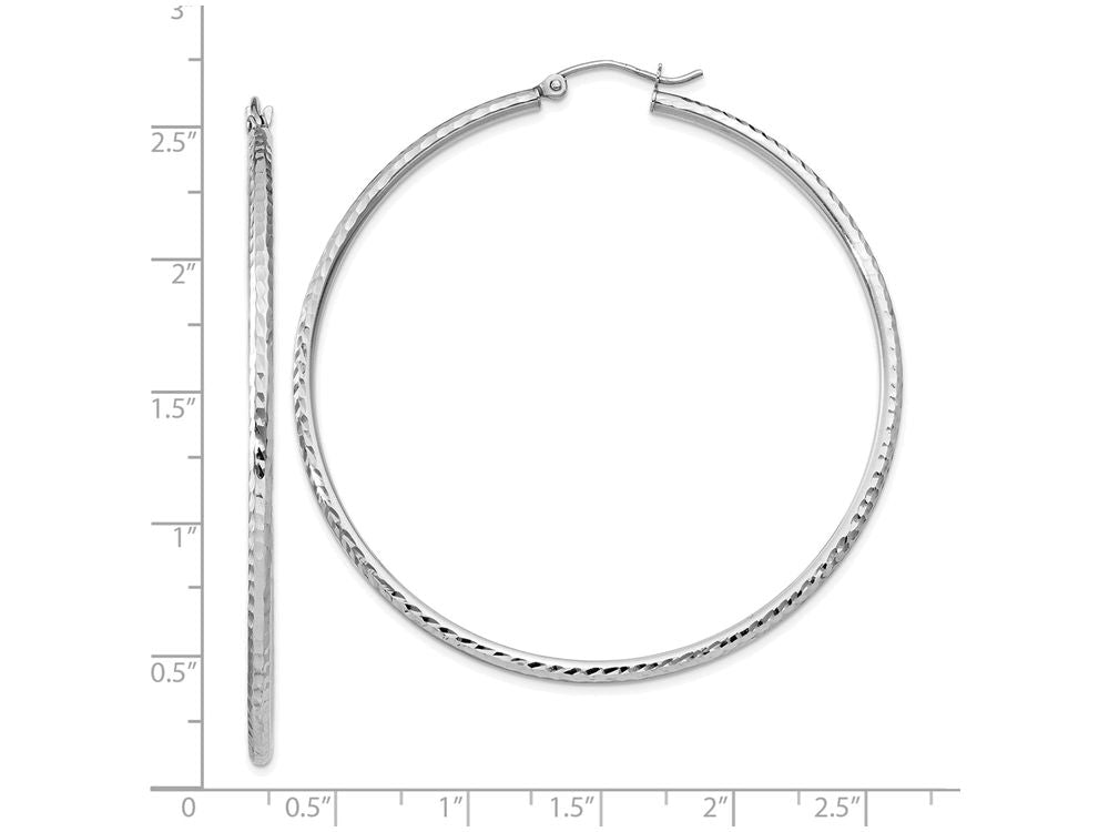 FJC Finejewelers 14k White Gold Bright-cut 2mm Round Tube Hoop Earrings