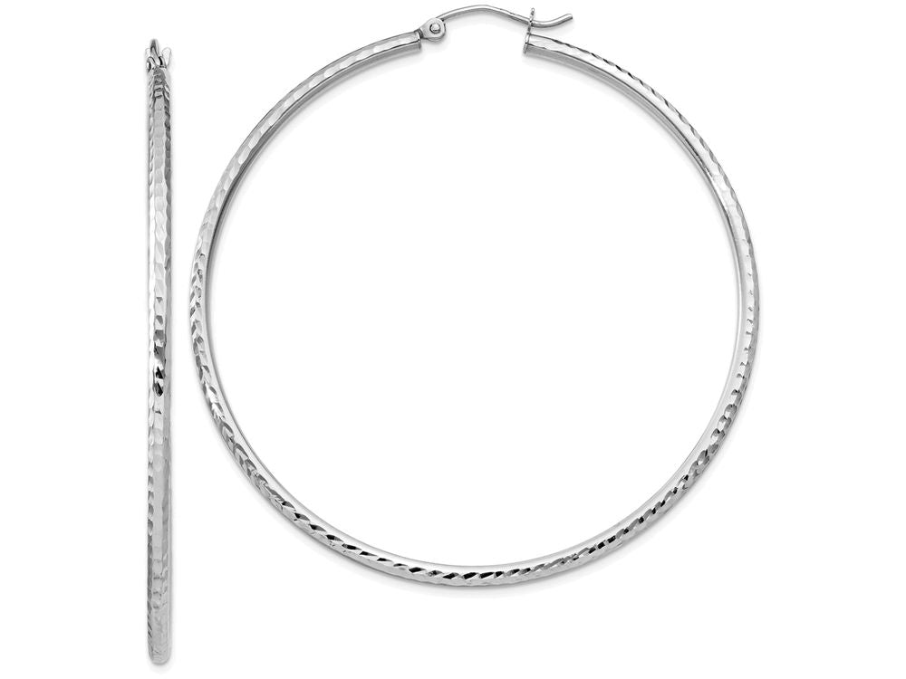 FJC Finejewelers 14k White Gold Bright-cut 2mm Round Tube Hoop Earrings