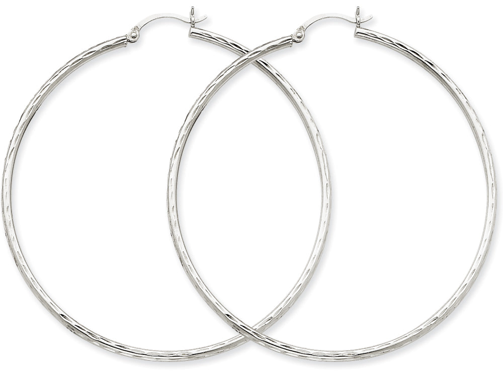 FJC Finejewelers 14k White Gold Bright-cut 2mm Round Tube Hoop Earrings