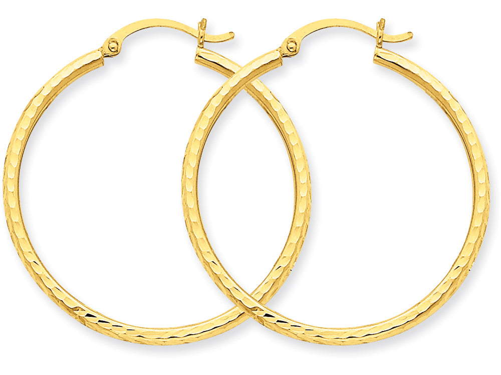 FJC Finejewelers 14k Yellow Gold Bright-cut 2mm Round Tube Hoop Earrings