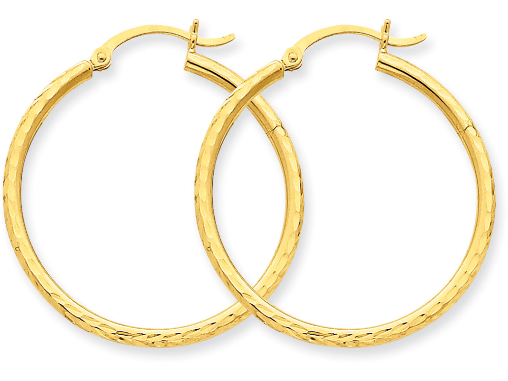 FJC Finejewelers 14k Yellow Gold Bright-cut 2mm Round Tube Hoop Earrings