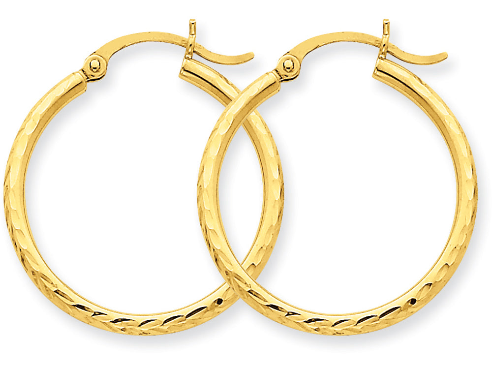 FJC Finejewelers 14k Yellow Gold Bright-cut 2mm Round Tube Hoop Earrings