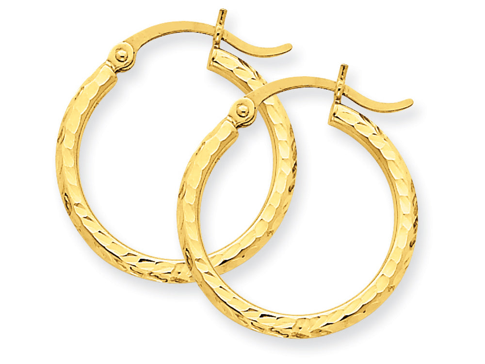 FJC Finejewelers 14k Yellow Gold Bright-cut 2mm Round Tube Hoop Earrings