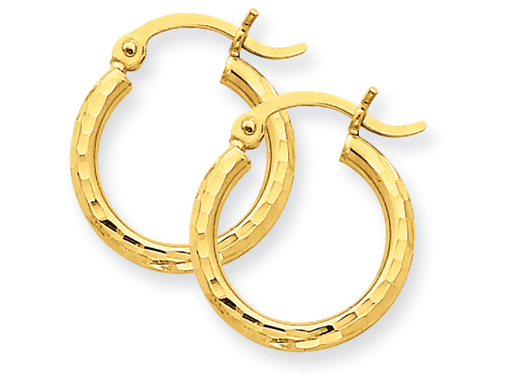 FJC Finejewelers 14k Yellow Gold Bright-cut 2mm Round Tube Hoop Earrings