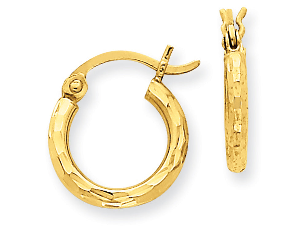 FJC Finejewelers 14k Yellow Gold Bright-cut 2mm Round Tube Hoop Earrings