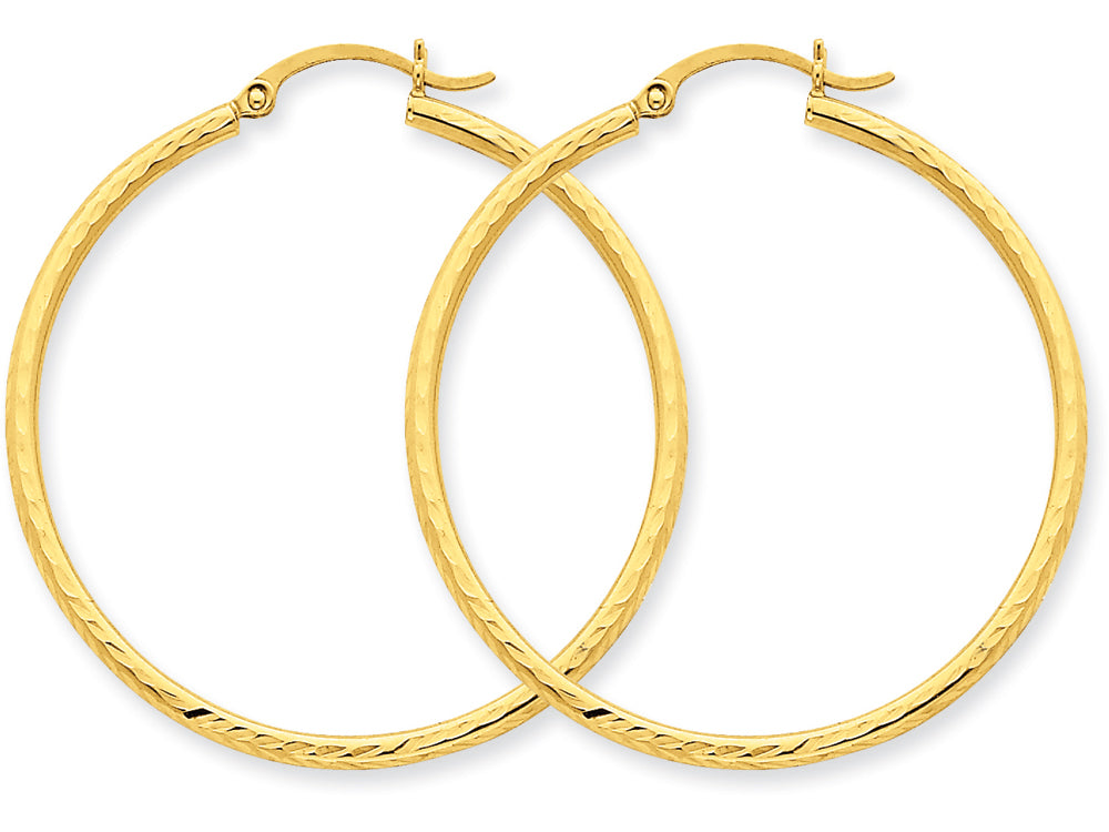 FJC Finejewelers 14k Yellow Gold Bright-cut 2mm Round Tube Hoop Earrings