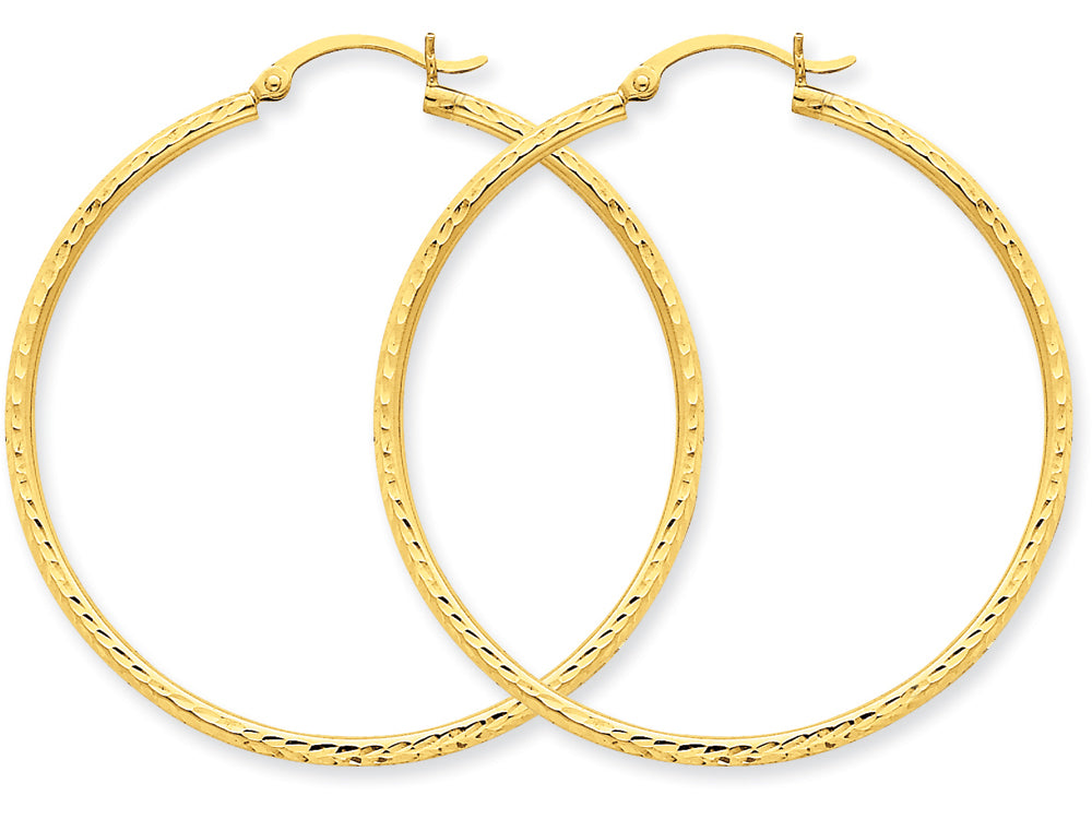FJC Finejewelers 14k Yellow Gold Bright-cut 2mm Round Tube Hoop Earrings