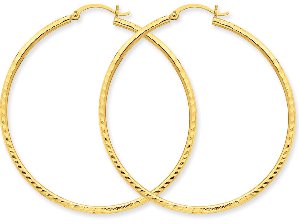FJC Finejewelers 14k Yellow Gold Bright-cut 2mm Round Tube Hoop Earrings