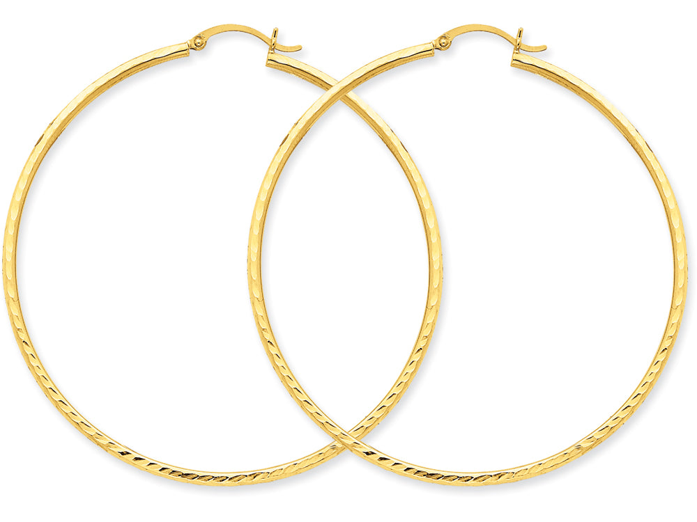 FJC Finejewelers 14k Yellow Gold Bright-cut 2mm Round Tube Hoop Earrings