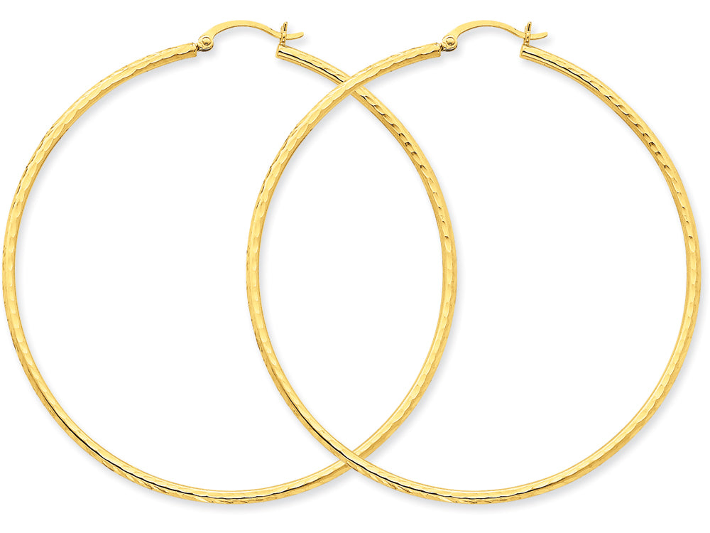 FJC Finejewelers 14k Yellow Gold Bright-cut 2mm Round Tube Hoop Earrings