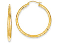 FJC Finejewelers 14k Yellow Gold Satin and Bright-cut 2.5mm Round Hoop Earrings
