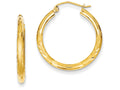 FJC Finejewelers 14k Yellow Gold Satin and Bright-cut 2.5mm Round Hoop Earrings