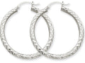FJC Finejewelers 14k White Gold Bright-cut 3mm Round Hoop Earrings