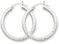 FJC Finejewelers 14k White Gold Bright-cut 3mm Round Hoop Earrings