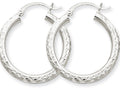 FJC Finejewelers 14k White Gold Bright-cut 3mm Round Hoop Earrings