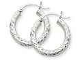 FJC Finejewelers 14k White Gold Bright-cut 3mm Round Hoop Earrings