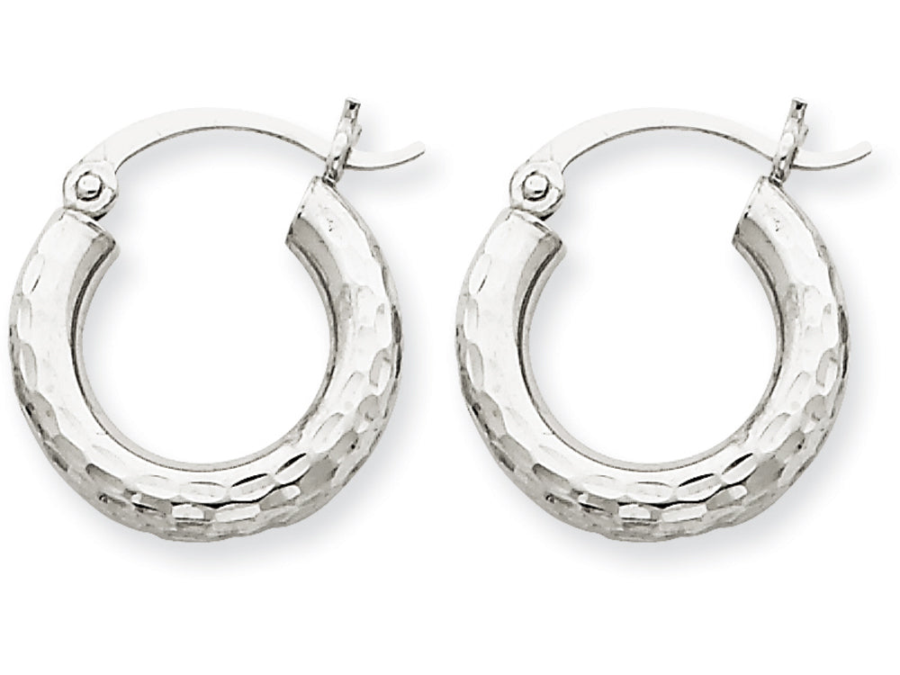 FJC Finejewelers 14k White Gold Bright-cut 3mm Round Hoop Earrings