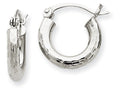 FJC Finejewelers 14k White Gold Bright-cut 3mm Round Hoop Earrings