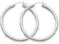 FJC Finejewelers 14k White Gold Bright-cut 3mm Round Hoop Earrings