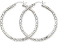 FJC Finejewelers 14k White Gold Bright-cut 3mm Round Hoop Earrings