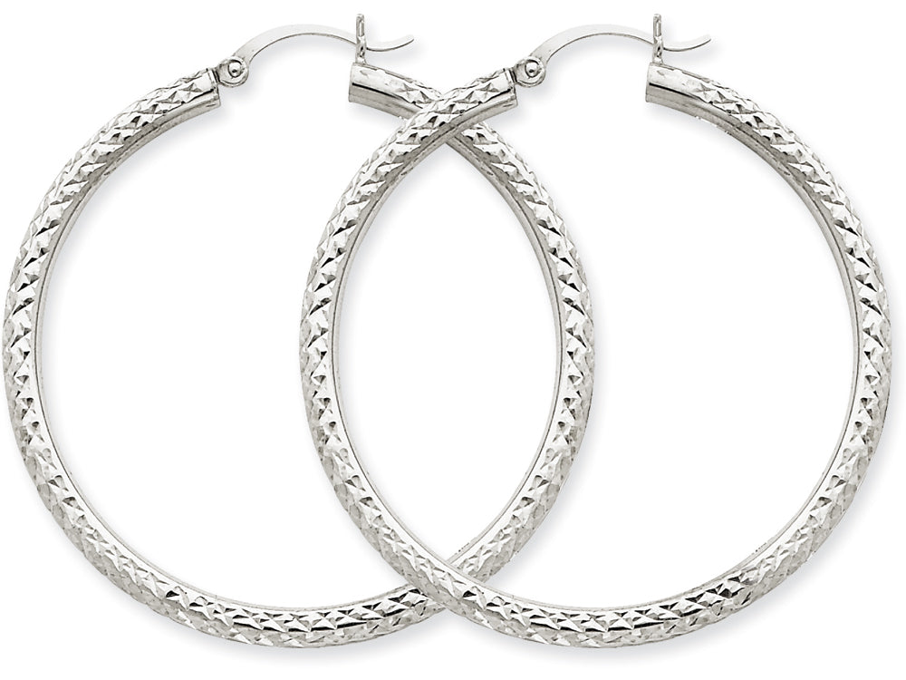 FJC Finejewelers 14k White Gold Bright-cut 3mm Round Hoop Earrings