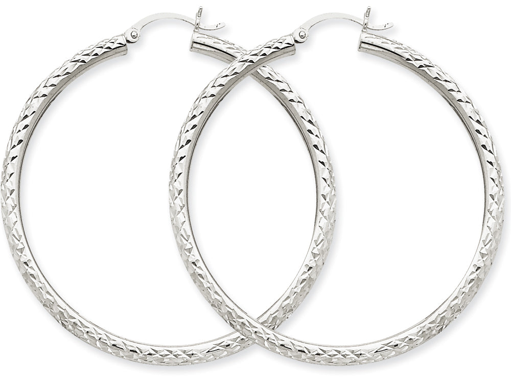 FJC Finejewelers 14k White Gold Bright-cut 3mm Round Hoop Earrings