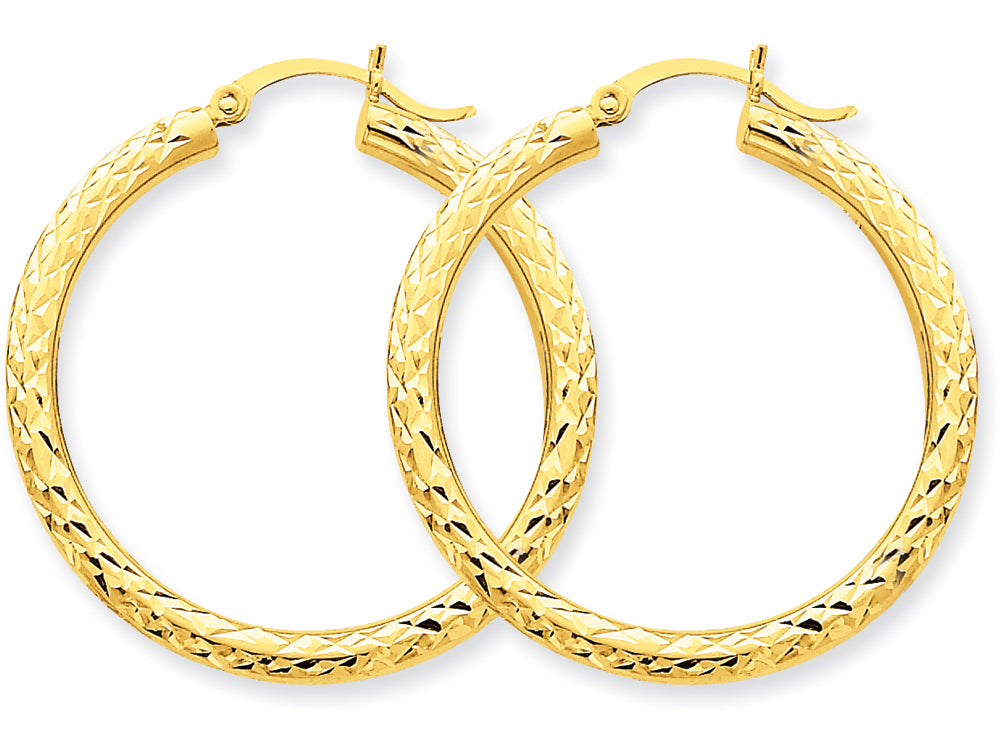FJC Finejewelers 14k Yellow Gold Bright-cut 3mm Round Hoop Earrings