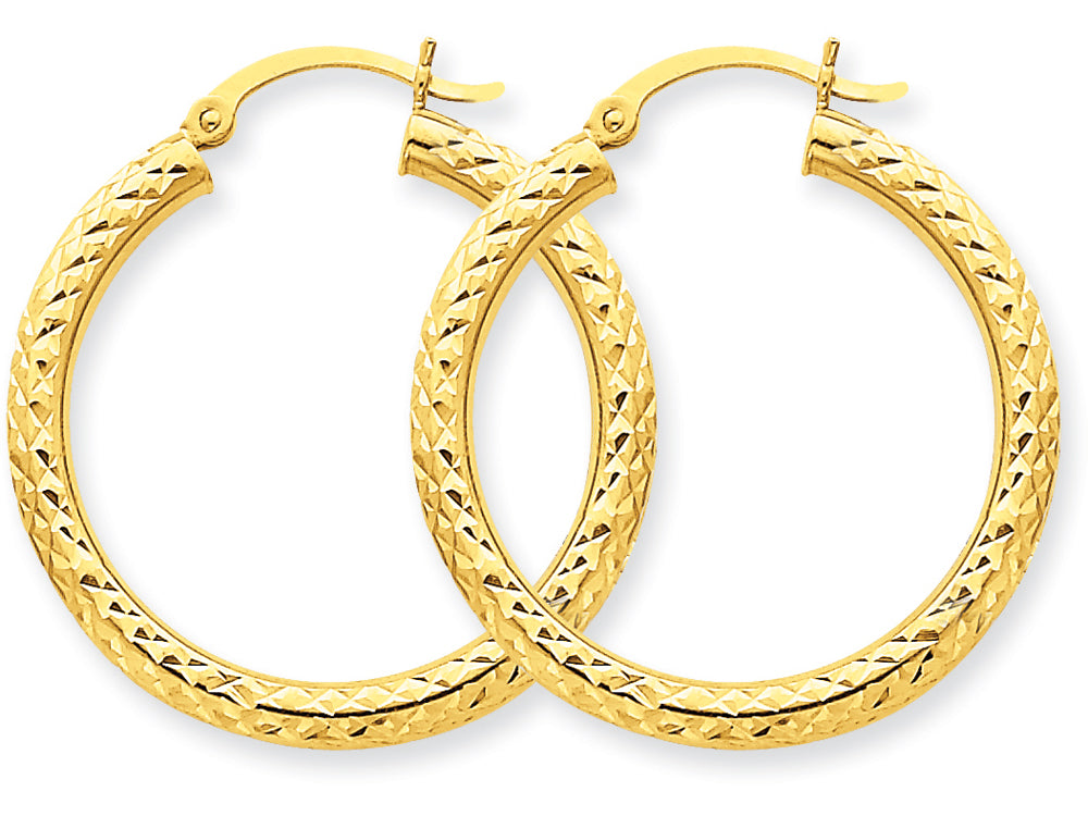 FJC Finejewelers 14k Yellow Gold Bright-cut 3mm Round Hoop Earrings
