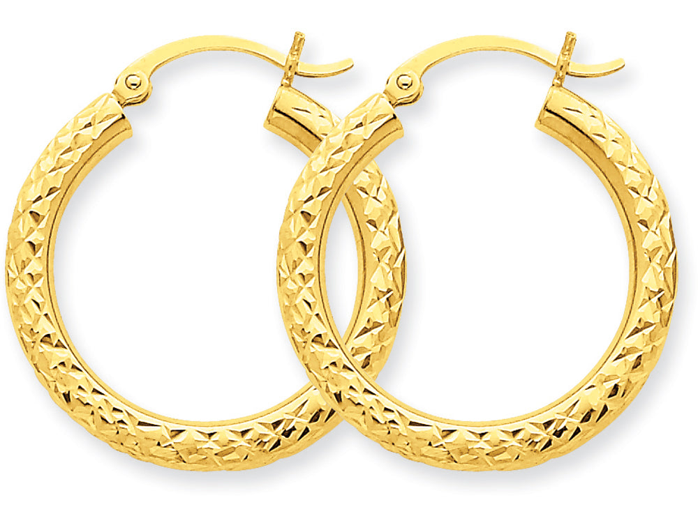 FJC Finejewelers 14k Yellow Gold Bright-cut 3mm Round Hoop Earrings