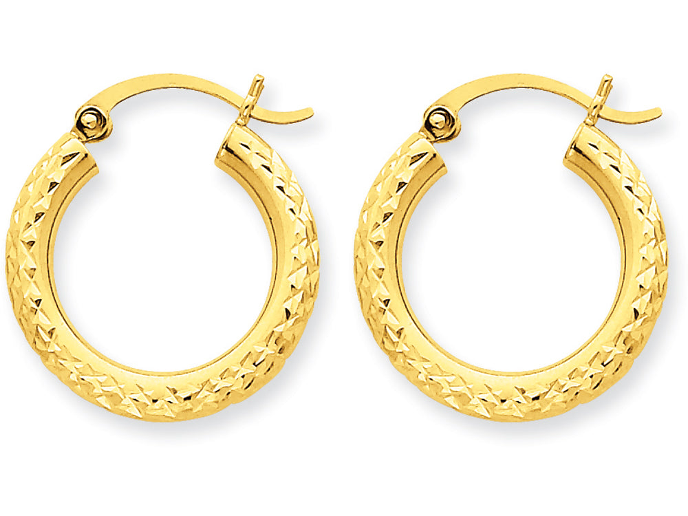 FJC Finejewelers 14k Yellow Gold Bright-cut 3mm Round Hoop Earrings