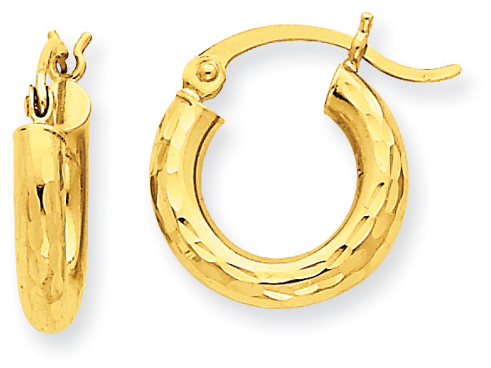 FJC Finejewelers 14k Yellow Gold Bright-cut 3mm Round Hoop Earrings