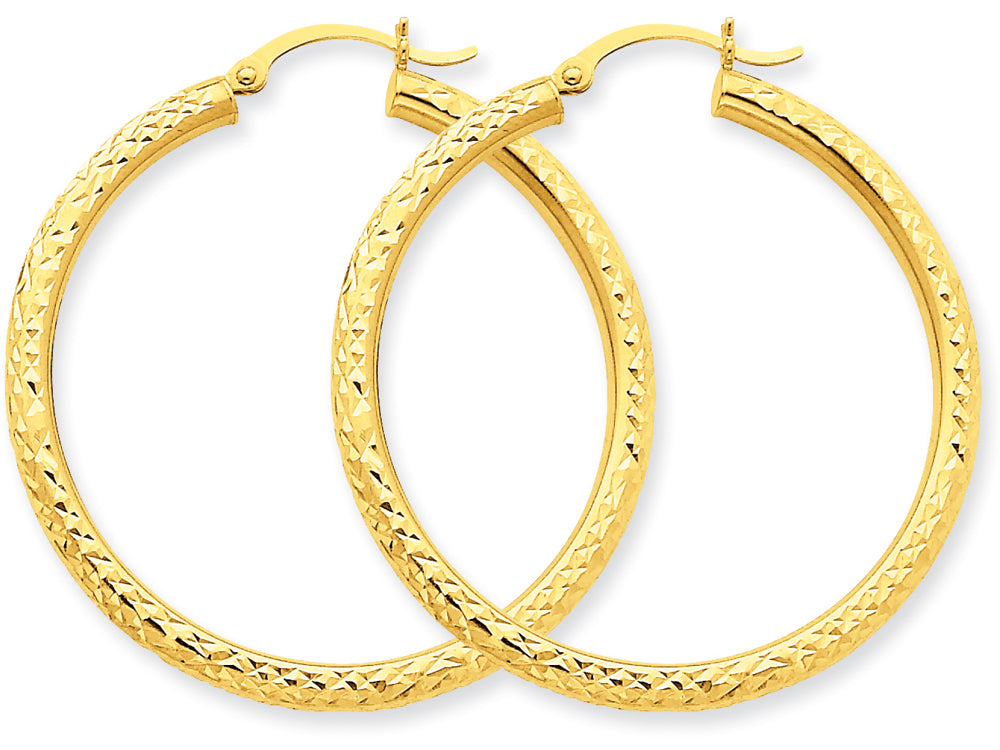 FJC Finejewelers 14k Yellow Gold Bright-cut 3mm Round Hoop Earrings