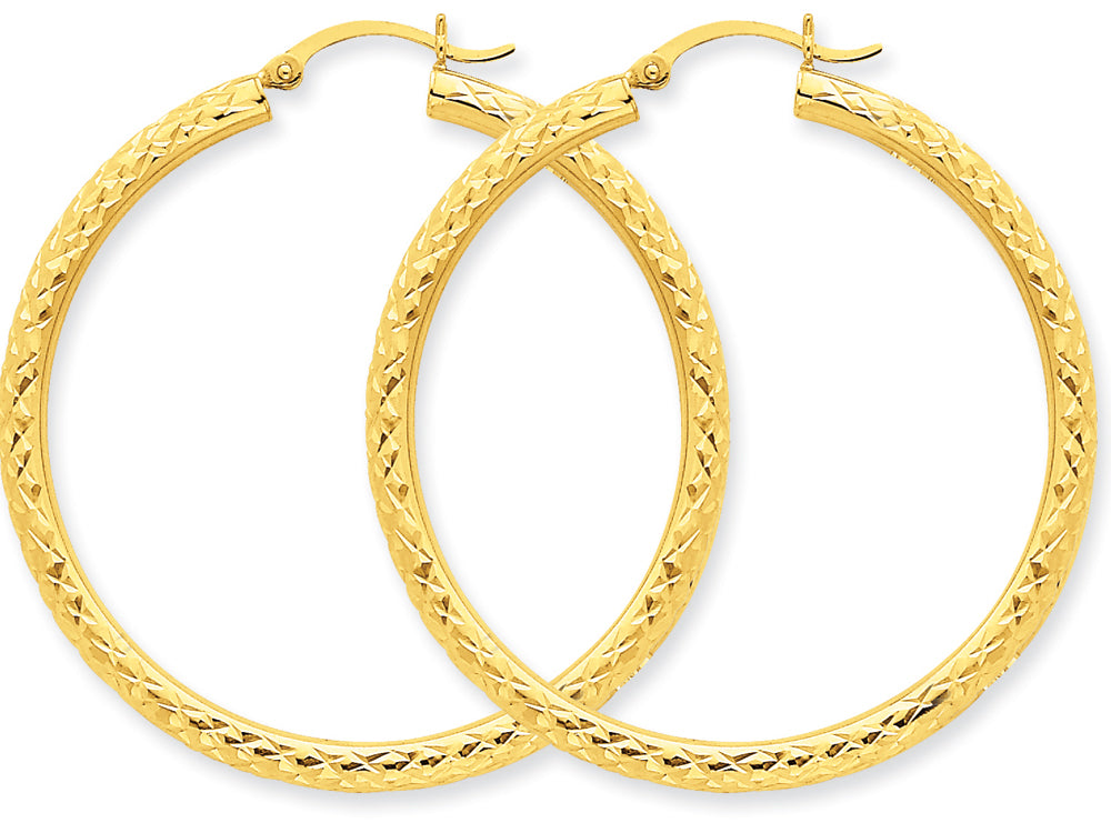 FJC Finejewelers 14k Yellow Gold Bright-cut 3mm Round Hoop Earrings