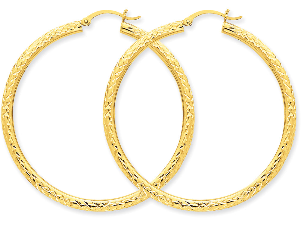FJC Finejewelers 14k Yellow Gold Bright-cut 3mm Round Hoop Earrings