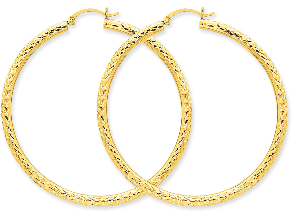 FJC Finejewelers 14k Yellow Gold Bright-cut 3mm Round Hoop Earrings