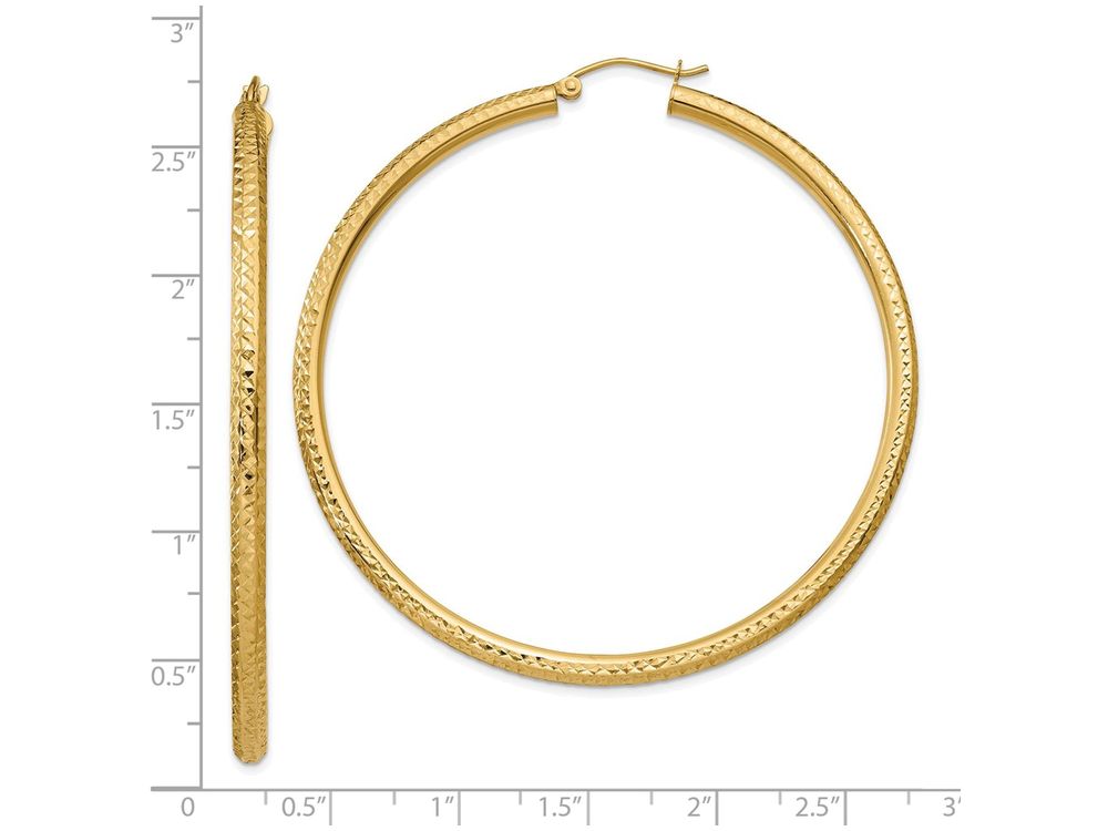 FJC Finejewelers 14k Yellow Gold Bright-cut 3mm Round Hoop Earrings