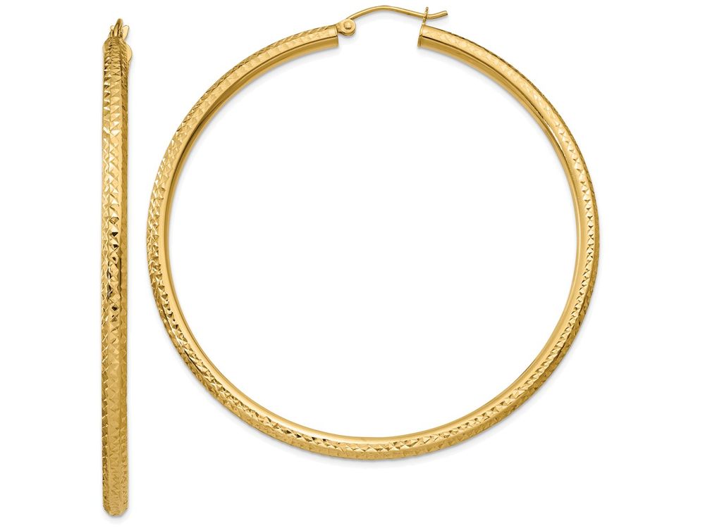 FJC Finejewelers 14k Yellow Gold Bright-cut 3mm Round Hoop Earrings