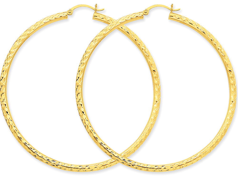 FJC Finejewelers 14k Yellow Gold Bright-cut 3mm Round Hoop Earrings