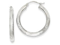 FJC Finejewelers 14k White Gold Satin and Bright-cut 3mm Round Hoop Earrings