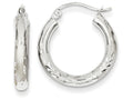 FJC Finejewelers 14k White Gold Satin and Bright-cut 3mm Round Hoop Earrings