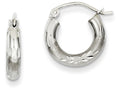 FJC Finejewelers 14k White Gold Satin and Bright-cut 3mm Round Hoop Earrings