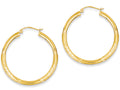 FJC Finejewelers 14k Yellow Gold Satin and Bright-cut 3mm Round Hoop Earrings