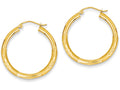FJC Finejewelers 14k Yellow Gold Satin and Bright-cut 3mm Round Hoop Earrings