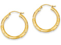 FJC Finejewelers 14k Yellow Gold Satin and Bright-cut 3mm Round Hoop Earrings