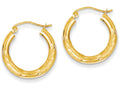FJC Finejewelers 14k Yellow Gold Satin and Bright-cut 3mm Round Hoop Earrings