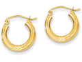 FJC Finejewelers 14k Yellow Gold Satin and Bright-cut 3mm Round Hoop Earrings