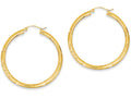 FJC Finejewelers 14k Yellow Gold Satin and Bright-cut 3mm Round Hoop Earrings