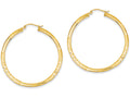 FJC Finejewelers 14k Yellow Gold Satin and Bright-cut 3mm Round Hoop Earrings